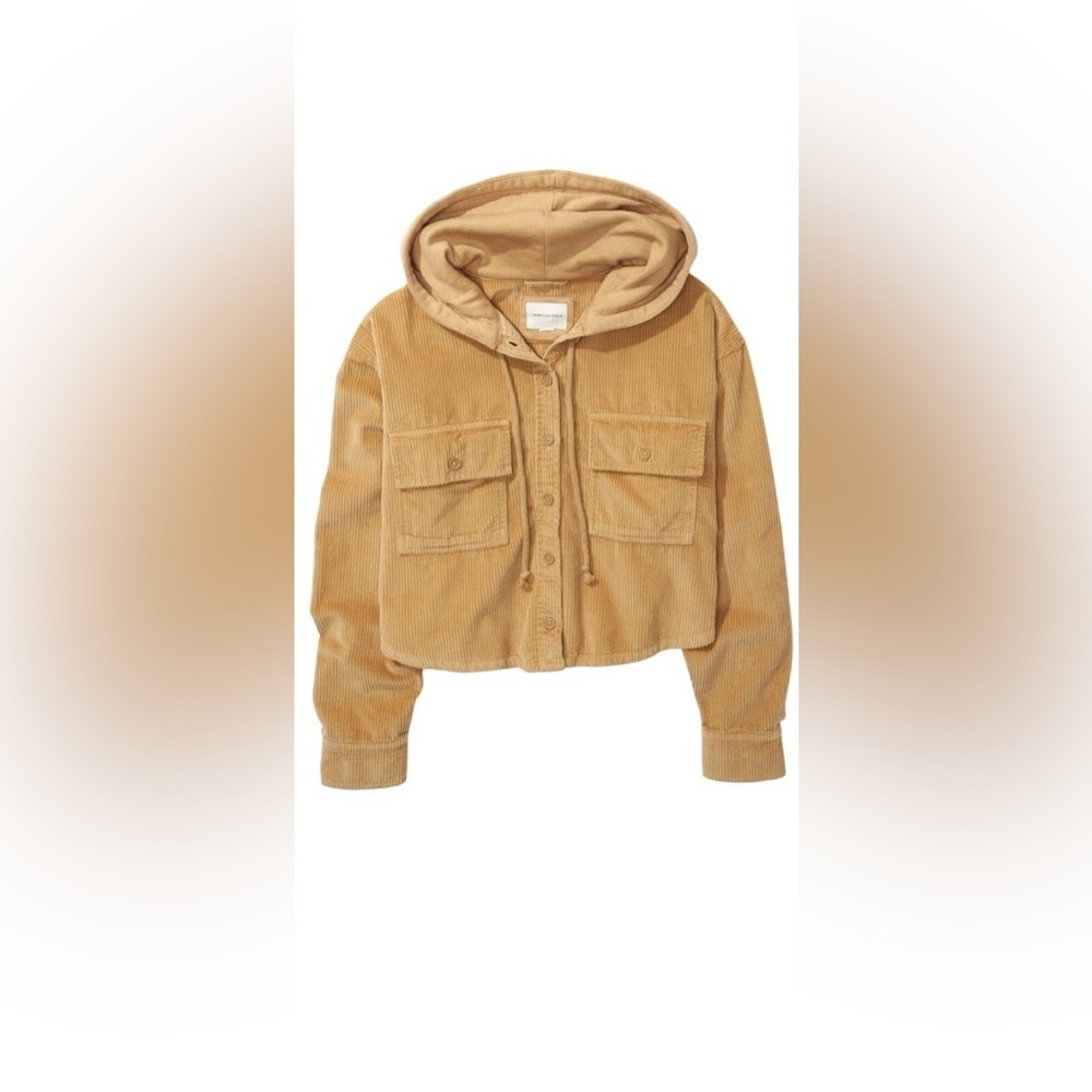 AE American Eagle Corduroy Hooded Button Shirt Jacket Sz Large - Picture 4 of 4
